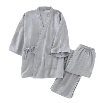 Šanchajaus Istorija Japonų Stiliaus Dviejų dalių Kostiumas Medvilnės Chalatas, Pižama Kimono Chalatai Sleepwear už Porą