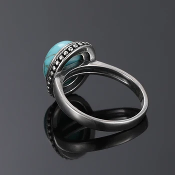 S925 Sterlingas Sidabro Žiedas Elegantiškas, Paprastas Ovalo formos Turkis Žiedai Moterų, Mergaičių, Fine Jewelry-Metį Dalyvavimo Šalies Dovanų