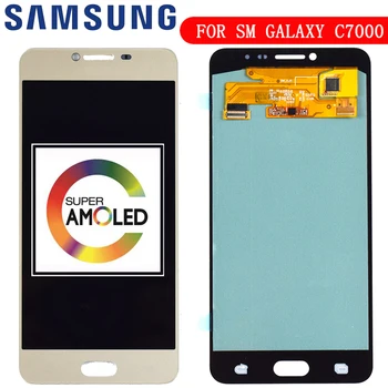 Naujas OLED Pakeitimo Telefono LCD Samsung Galaxy C7 C7000 SM-C7000 Super AMOLED Ekranas Jutiklinis Ekranas skaitmeninis keitiklis Asamblėja