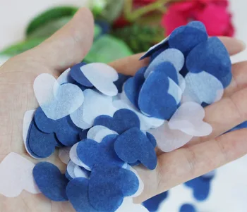 2,5 cm, Tamsiai mėlynos baltos širdies vestuvių konfeti šalies stalo dekoravimui biologiškai 2500