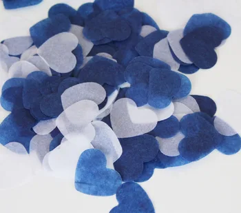 2,5 cm, Tamsiai mėlynos baltos širdies vestuvių konfeti šalies stalo dekoravimui biologiškai 2500