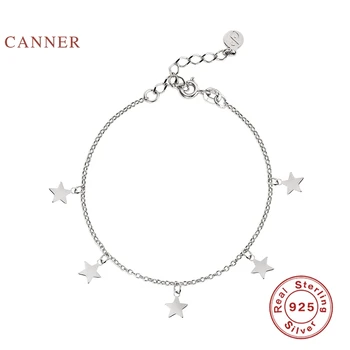 CANNER Maža Žvaigždė penkiakampė Žvaigždė Apyrankė 925 sterlingas sidabro Apyrankės Moterims Pulseras Mujer Apyrankės, Pakabukai Papuošalai