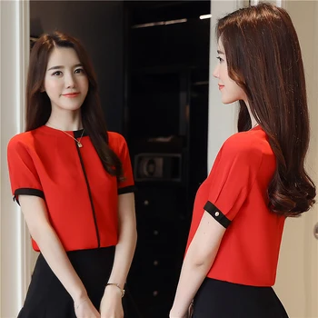 Korėjos Šifono Moterims Palaidinės Vasaros Office Lady Marškiniai, Elegantiškas Mados Moterų Marškiniai Plius Dydis Blusas Femininas Elegante