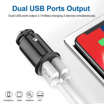 Mini USB Automobilinis Įkroviklis, 2-port Dual USB Įkroviklio Mobiliojo Telefono Greito Įkrovimo Universalus Didelės talpos Automobilio Adapteris