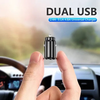 Mini USB Automobilinis Įkroviklis, 2-port Dual USB Įkroviklio Mobiliojo Telefono Greito Įkrovimo Universalus Didelės talpos Automobilio Adapteris