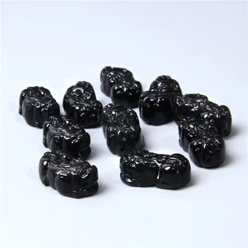 Black drąsus PI XIU 2 skylė pakabukas žavesio gamtos obsidianas akmens papuošalai 