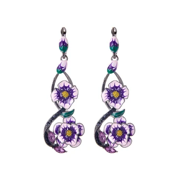 Mados išskirtinį žavinga violetinė gėlių auskarai elegantiškas, romantiškas pokylių papuošalai ponios žavesio aksesuarai dovanos, didmeninė