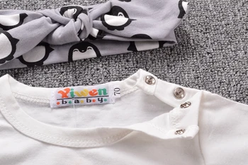 2019 m. vasarą baby girl drabužių rinkiniai kūdikiams 3pcs kostiumas medvilnės pingvinas naujagimiai, t-marškinėliai+kelnės+Lankelis baby girl drabužių rinkinys