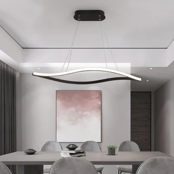 Modernios LED lempos lapų matinė juoda pakabos liustra restoranas virtuvės kambario apšvietimo apdaila baltos spalvos fanera, liustra