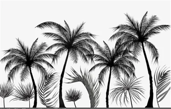 Milofi užsakymą foto tapetai, freskos juoda ir balta brėžinys stiliaus tropinių miškų, kokoso medžio Šiaurės TV fono sienos