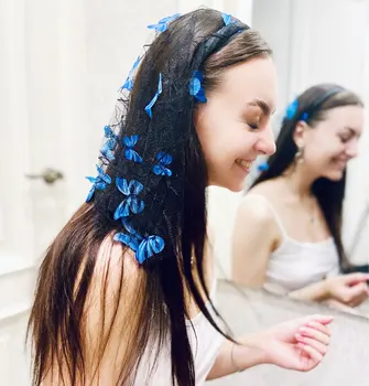 2020 naujas Gražus drugelis ekrano užsklandą plaukų aksesuarai ponios šydas Bridesmaid moterų headtie snood Šalis dovana galvos apdangalai