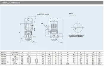 Reguliatorius Kontroliuoja Oro Slėgis Pneumatinės AR4000-04 1/2 colio