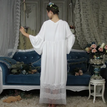 Laisvas Nightgow Ilga Suknelė Moterims Sleepwear Gražus Pižamą Plius Dydis Ponios Homewear Rudenį