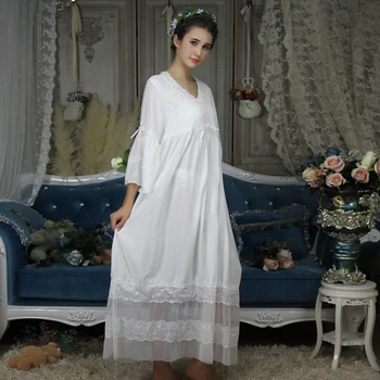 Laisvas Nightgow Ilga Suknelė Moterims Sleepwear Gražus Pižamą Plius Dydis Ponios Homewear Rudenį