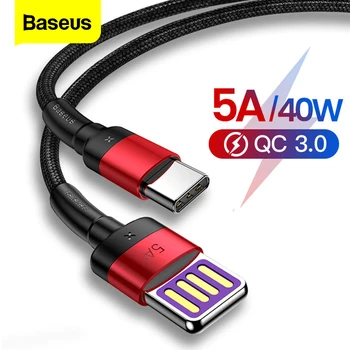 Baseus 5A USB C USB C Tipo Kabelis Huawei Mate 30 20 30 P20 Pro Lite Greito Įkrovimo USB-C Įkroviklio Tipo c Kabelio Xiaomi mi