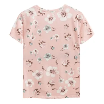 Lanbaiyijia Gražus Gėlės Marškinėliai Moterims marškinėliai aukštos kokybės Medvilnės marškinėliai trumpomis Rankovėmis Atsitiktinis marškinėliai Vasaros prielajų Tees XS-XL