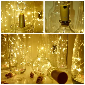 15VNT Butelį Šviesos Kamštienos Formos 1M 10 LED Vyno Butelis Styginių Grupė Romantiška Namų Dekoro LED Šviesos guirlande lumineuse led