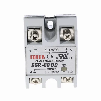 1Pcs SSR80DD SSR-80DD Gamintojas 80A (solid state relay ,įėjimas 3-32VDC rezultatas 5-60VDC