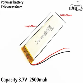 Geras Qulity Litro energijos baterija 3.7 V,2500mAH,603090 Polimeras ličio jonų / Li-ion baterija ŽAISLŲ,CENTRINIS BANKAS,GPS,mp3,mp4