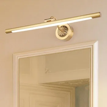 L LED aukso veidrodinė spintelė šviesos paprasta, vonios kambarys drėgmei atsparus vonios veidrodis priekinis žibintas tualetinis staliukas retro juostelės sienos lempos