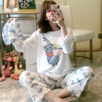 Pižama Moterų Rudenį ilgomis Rankovėmis Maišelį Trijų dalių Namo Tiktų Smulkūs Vaisiai Pj Rinkiniai Moterims Sleepwear Pyjama Nustatyti Pijama Mujer