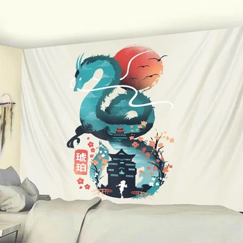 Japonų Anime Gobelenas Miegamųjų Namo Bendrabučio Bohemijos Apdailos Psichodelinio Scena Jogos Kilimėlis Hipių Lapas, Sofos Antklodė Tapestrys