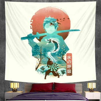 Japonų Anime Gobelenas Miegamųjų Namo Bendrabučio Bohemijos Apdailos Psichodelinio Scena Jogos Kilimėlis Hipių Lapas, Sofos Antklodė Tapestrys