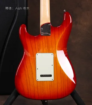 Aukštos kokybės FDST-1105 raudona sprogo spalva Uosio masyvo kūno balta pickguard klevas frtboard Elito elektrinė gitara, Nemokamas pristatymas