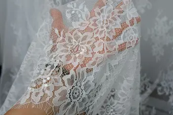 žakardo juoda balta blakstienų nėrinių audinio vestuvinė suknelė, permatomas nėrinių audinio 3meter ilgis