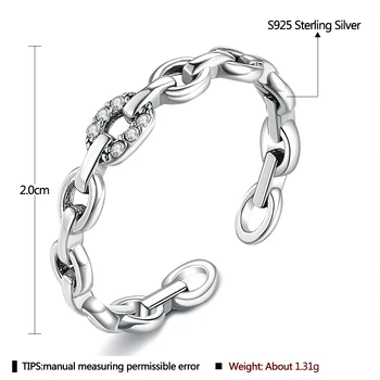 INALIS 925 Sterling Silver Atidarymas: Geometrinis Grandinės Žiedas Moterims Kubinis Cirkonis Moterų Piršto Žiedai, Vestuvių Pareiškimą Papuošalai
