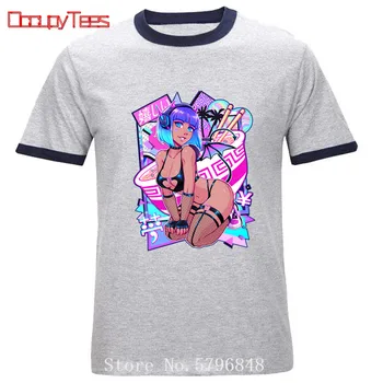 Seksualus Japonija Demonas svajonių mergina Marškinėliai moterims, vyrams, Aštrus Waifu Medžiagos Ahegao T-shirt 2020 karšto pardavimo Juokinga Ramen Kūrinį Marškinėlius hombre