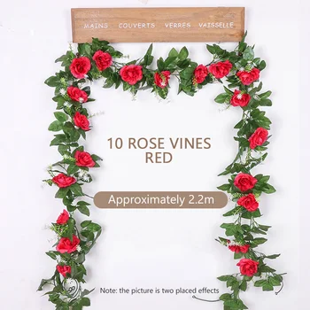 2.2 M Modeliavimas Rožių Gėlių Pintais Dirbtinių Gėlių Vynuogių Šilko Wisteria Girliandą Kabinti Rotango Vestuvių Arch Sodo Sienos Deco