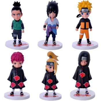 6pcs/set Naruto Shikamaru Sasuke Veiksmų Skaičiai Anime PVC brinquedos Surinkimo Duomenys žaislai AnnO00654N