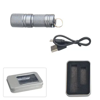Mini Pocket XPE LED Žibintuvėlis USB Įkrovimo Vandeniui Balta Šviesa 