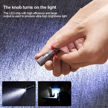 Mini Pocket XPE LED Žibintuvėlis USB Įkrovimo Vandeniui Balta Šviesa 