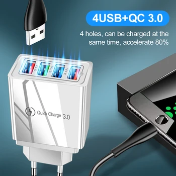 Greitai Įkrauti 3.1 48W QC 3.0 4.0 Greitas įkroviklis USB portable Įkrauti Mobiliojo Telefono Įkroviklį 