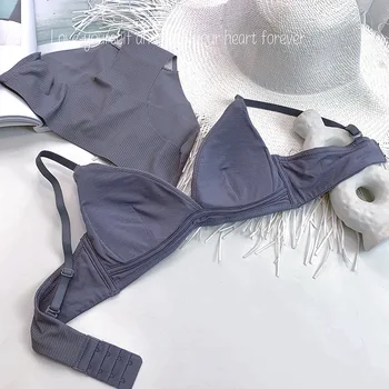 Wriufred Seksualus trikampis taurės lingerie kelnaitės su set patogus modalinis kvėpuojantis audinys liemenėlės & apatinės kelnės kostiumas moteriški apatiniai rinkinys