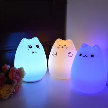 LED Nakties Šviesos Naktiniai Cute Kačių Lempos Palieskite Jutiklį Nuotolinio Valdymo Vaikams, Vaikams, Kūdikių Lempos, Miegamojo, Stalo, Kambario Dekoro Veilleuse