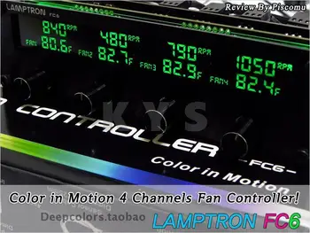 Lamptron FC6 5.25 Vairuotojo Vieta Ventiliatoriaus Greičio Reguliatorius LCD Ekranas, 4 Kanalų