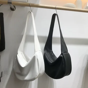 Korėjos Platus dirželis moterų pečių maišą didelės talpos minkštos PU odos rankinės Atsitiktinis Crossbody Krepšiai bolsa hobos Kelionės krepšys