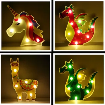 Spalva grafiti LED nakties šviesos gyvūnų formos alpaka vienaragis formos lempa LED dekoracija kabo lempa namų puošybai