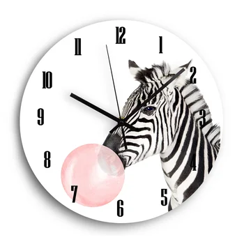 Mielas Gyvūnų Medinis Laikrodis, Žirafa, Zebras Silent Kvarco Kambarį Dekoratyvinės Medžio Skaitmeninis Sieninis Laikrodis Modernaus Dizaino Namų Dekoro