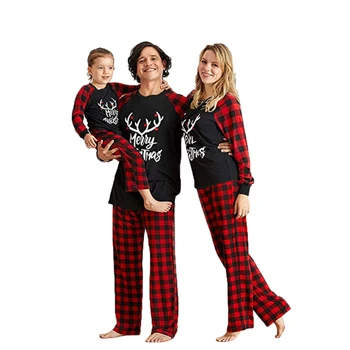 Linksmų Kalėdų šeimos pižama nustatyti, motina, tėvas, Vaikas Komplektus Nustatyti romper sleepwear Šeimos atitikimo komplektus Pak+Kelnės drabužiai