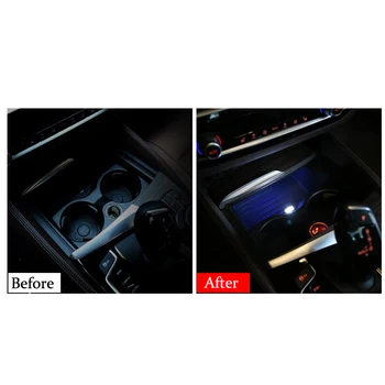 Automobilio Stilius Puodelio Laikiklis laikymo dėžutė šviesos USB Dekoratyvinis BMW F10 E90 F20 F30 E60 GT F07 X3 f25 X4 f26 X5 X6 E70 