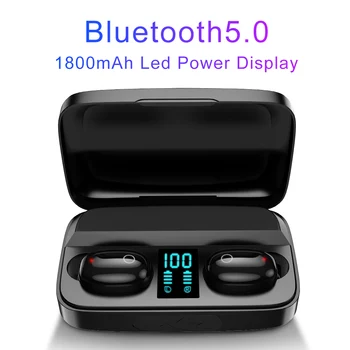 W2S Belaidės Ausinės 1800mAh Bluetooth 5.0 TWS Ausines LED Ekranas su Galios Banko Ausines Hifi Stereo Sporto Ausinių