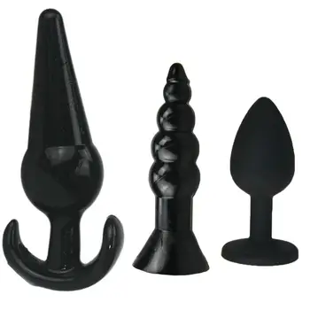 3pcs juoda kieme Analinis kaištis Minkšto silikono big balls diamond Analinis Žaislai Butt Plug Nustatyti Suaugusiųjų Sekso Produktai Sekso Žaislai moterims, lesbiečių