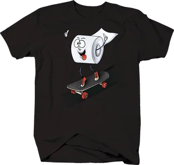Tualetinis Popierius Skateboard Liežuvio Čiuožėjas Kakoti Marškinėliai Medvilnės Apvalios Kaklo trumpomis Rankovėmis vyriški T-Shirt