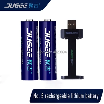 Jugee 2vnt 1,5 v 2000mah ličio AA usb įkrovimo 3000mWh Li-polimero li-ion ličio polimero baterija +1 USB Įkroviklis