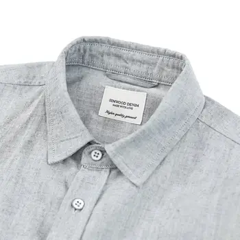 SIMWOOD 2020 m. Rudenį Naujų Priežastinis Marškinėliai Vyrams Vienos Kišenės, Medvilnės Essentials ilgomis Rankovėmis Kietas Mygtuką Žemyn Marškiniai