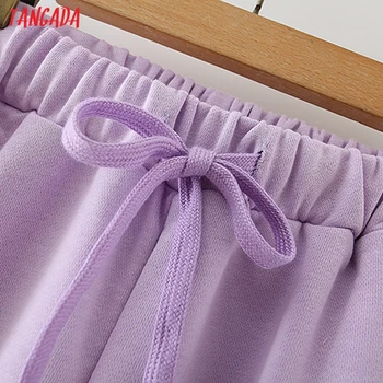 Tangada 2020 m. rudenį moterys violetinė palaidinukė tinka moterų rinkiniai šortai nustatyti, kostiumas 2 dalių komplektas saldus viršų ir šortai, 5X7